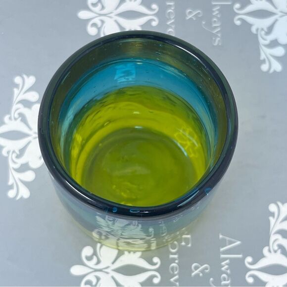 Handblown Blue and Green Glass Shot Glass or Tea Light Candle Holder - Picture 6 of 6
